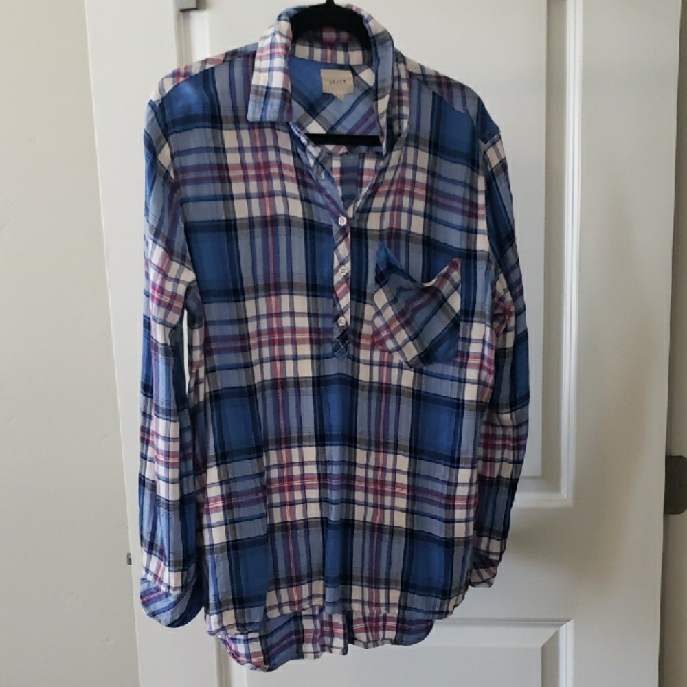 Plaid Blue and White Men's Shirt